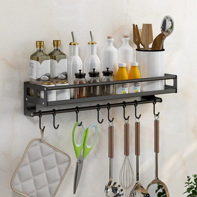 Kitchen Hook Rack Wall Mounted Utensil Rack Kitchen Shelf Organiser Spice Racks from B&Q