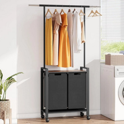 Laundry Basket With Wheels Sorter Cart Hamper Rolling Clothes Bin