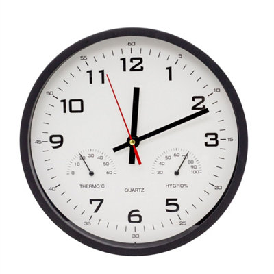 Black Temperature Humidity Wall Clock from B&Q