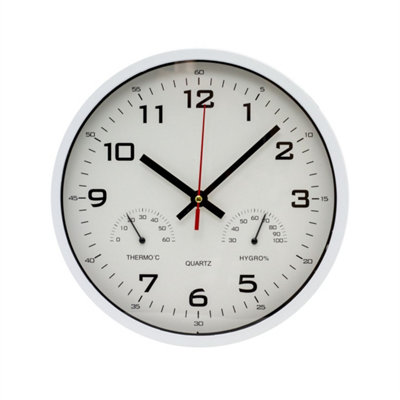 White Temperature Humidity Wall Clock from B&Q