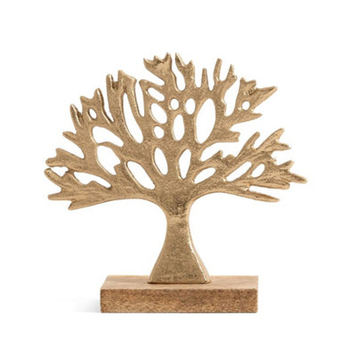 Gold Tree Of Life Ornament On Mango Wood Base from B&Q