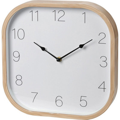 Modern Square Wall Clock 30Cm Minimalist Wood-Effect Wall Mounted Clock from B&Q