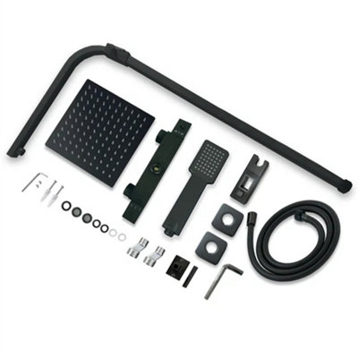 Matte Black Bathroom Thermostatic Exposed Shower Mixer Twin Head
