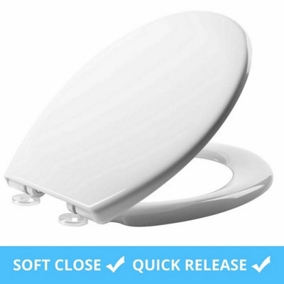 Soft Close Toilet Seat White Bathroom Oval Heavy Duty Universal Hinges Anti Slam