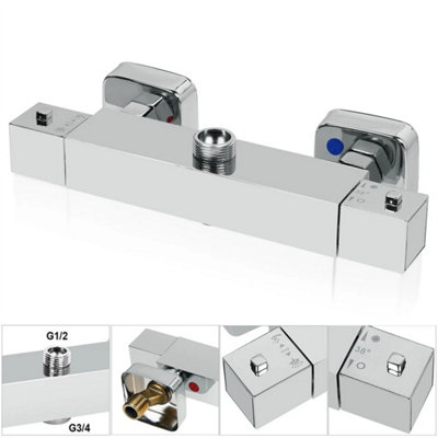 Square Thermostatic Shower Bar Mixer Valve Taps from B&Q