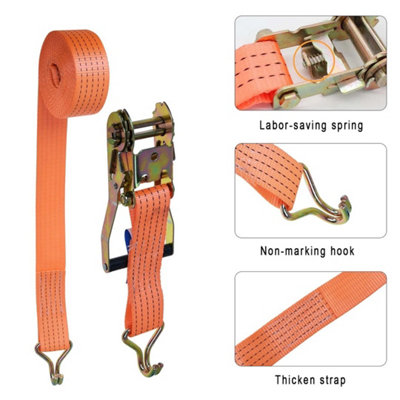 4X Ratchet Straps Tie Down 50mm X 6 Meter 3 Tons Heavy Duty Claw Lorry Lashing