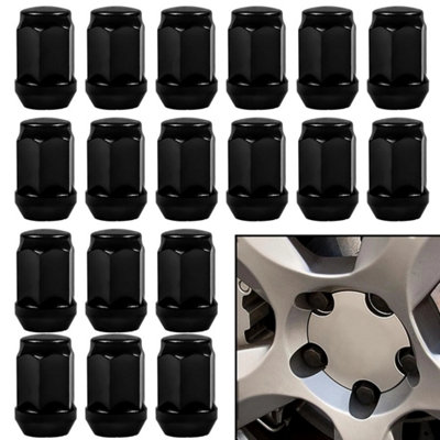 20X Black Tuner Wheel Nuts  Tapered Slimline Nuts Aftermarket Alloys from B&Q