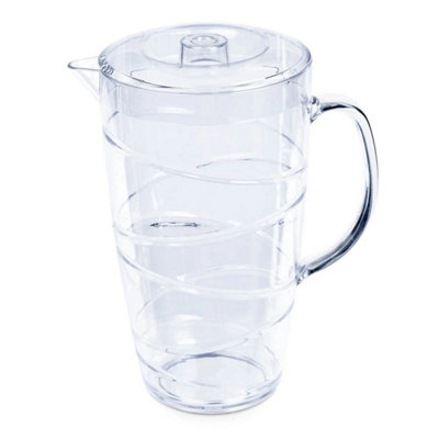 2L Water Jug Pitcher Clear Swirl Design Juice Jug With Lid Outdoor Use from B&Q
