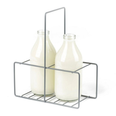 2 Milk Bottle Holder Tidy Crate Rack Carry Carrier Doorstep Store Drink Caddy from B&Q