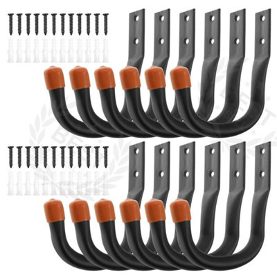  - 12X Garage Storage Ladders Hooks Wall Mount Workshop Organizer Heavy Duty Steel