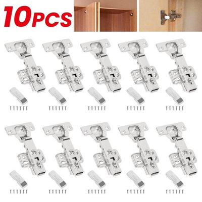  - 10 Pcs Full Overlay Mute Kitchen Units Door Cupboard Hinges Cold Rolling Cabinet Hinges