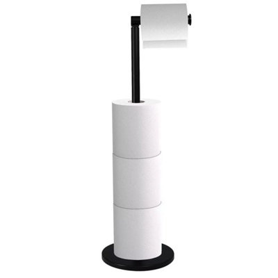  - Black Toilet Roll Holder Free Standing Toilet Paper Holder Stand 5 Loo Rolls No Drill