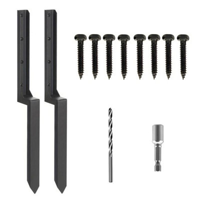  - 2X Fence Post Repair Kit Gauge Steel Anchor Stake For Repair Tilted Wood Support