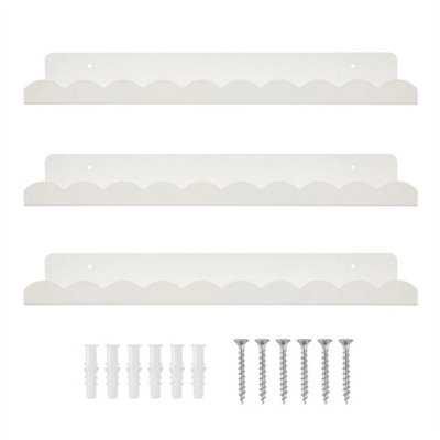  - 3X Nursery Children Room White Floating Shelves Wall Mounted Iron Display Shelf