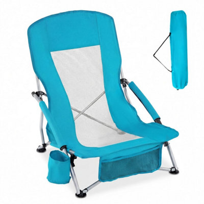 B&Q 1 Pack Folding Beach Chair Portable Lightweight Low Seat Chair