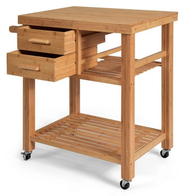 Cart Rolling Bamboo Kitchen Island Cart Kitchen Trolley from B&Q