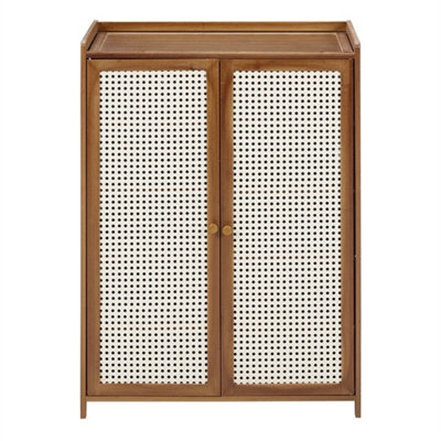  - 2-Door 60X33X83 Cm 6-Tier Dustproof Shoe Storage Cabinet Footwear Stand Rack Cupboard Rattan Effect