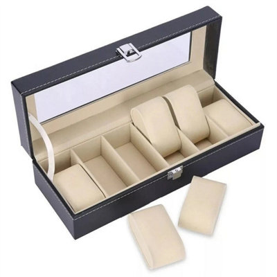 Shockproof Travel Watch Roll Wristwatch Display Case Storage Organizer Box Black from B&Q