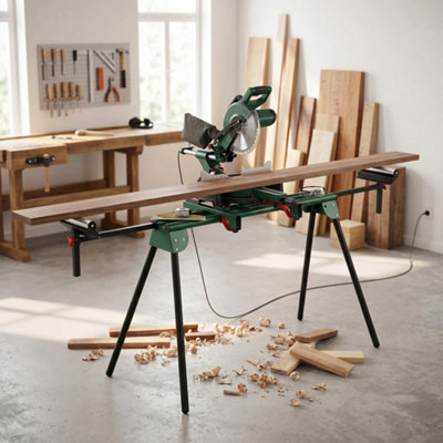 Folding Mitre Saw Stand Universal Design With Rollers & Support Arms from B&Q