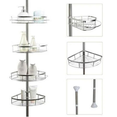 4 Tier Shower CaddyNon-Rust Telescopic Corner Shelf For Bathroom from B&Q