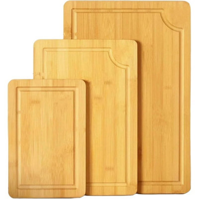 3Pcs Bamboo Chopping Board SetWooden Boards For Cutting & Serving from B&Q