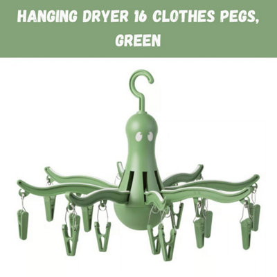 16 Pegs Hanging Dryer Laundry Clip Underwear Socks Hanger Airer Cloth Dryer Rack from B&Q
