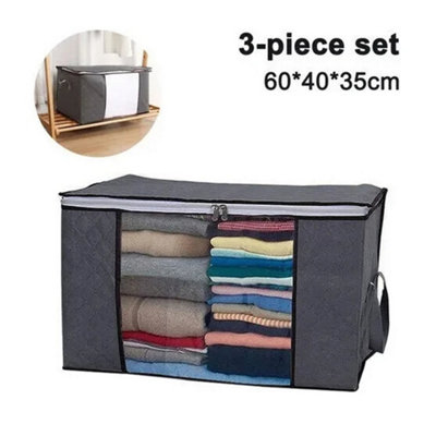 Clothes Storage Bags 3 Pc Zipped Organizer Underbed Wardrobe Cube Closet Boxes from B&Q
