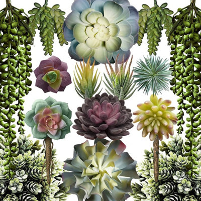15 Pack Artificial Succulent Plants Unpotted Mini Succulents from B&Q