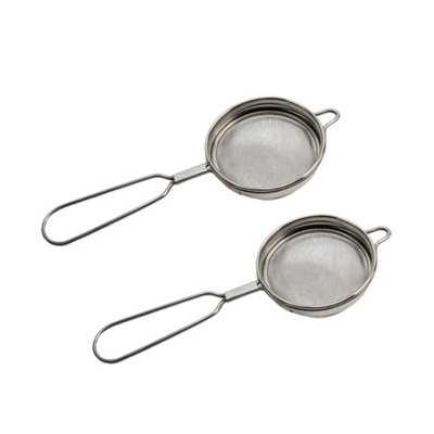 2X Stainless Steel Mesh Strainer Set Fine Sieve Tea Coffee Filter from B&Q