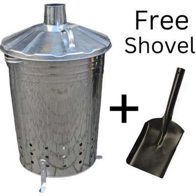  - 90L Galvanized Garden Incinerator Bin Fire Burner For Waste Paper Leaf