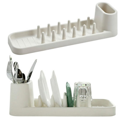 Dish Drainer Drying Rack Utensil Holder Drip Tray Kitchen Sink Bowl Plate Holder from B&Q