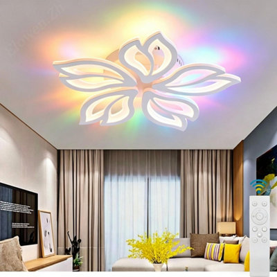 Led Ceiling Light 3-Color Stepless Dimming Rgb Backlight Remote Control Bedroom
