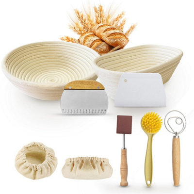  - Bread Proofing Basket Set 10" Oval Sourdough Starter Tool