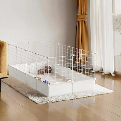  - 24 Pcs Plastic& Metal Pet Playpen Fence Diy Puppy Rabbit Enclosure Exercise Cage