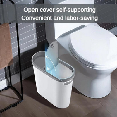 Bathroom Trash Can Garbage Can With Press Lid Slim Trash Bin Garbage Bin 1Pc