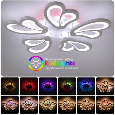 Modern Chandelier Led Lamp Ceiling Light Lamp With Remote Rgb Backlight Dimmable from B&Q