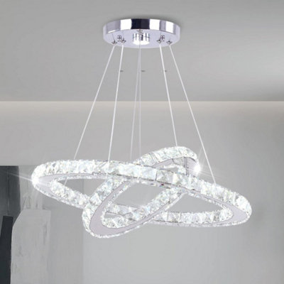 Modern Crystal Chandelier Dimmable Led Ceiling Light Pendant Lamp + Remote from B&Q