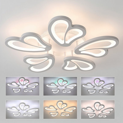 Led Ceiling Light With Remote Control & 3-Colour Stepless Dimming Rgb Backlight