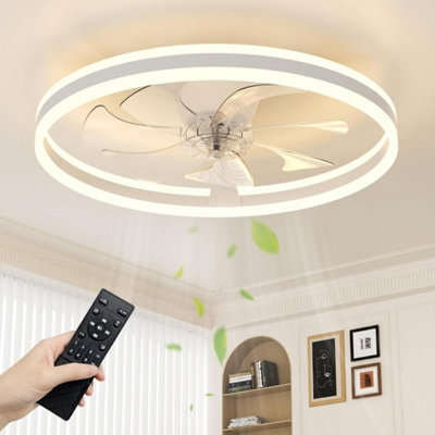 Modern Ceiling Light With Fan Chandelier Remote Control Interior Light Dimmable from B&Q