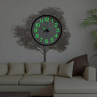Luminous Wall Clock Glow In The Dark Night Light Silent Quartz Clock