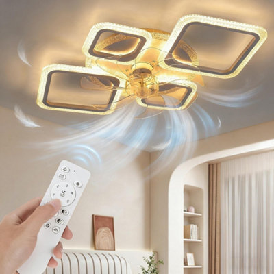 Ceiling Fans With Lights With App & Remote Control Rgb Dimmable Chandelier Fan from B&Q
