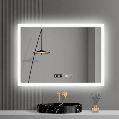 70X50Cm Bathroom Mirror With Backlit Led Lights Demister Dimmable Color Changing from B&Q