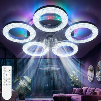 Ceiling Fans With Lights 5-Rings Rgb Dimmable Chandelier Fan With Remote Control from B&Q