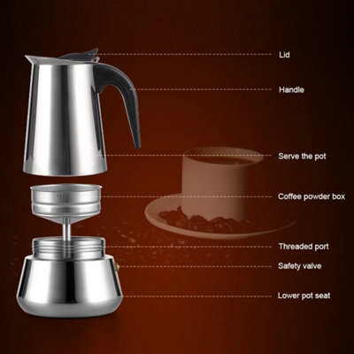  - Stainless Steel Coffee Maker Espresso Ground Percolator Stove 300Ml