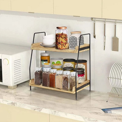  - 2 Tier Coffee Station Organizer Countertop Coffee Bar Storage Rack
