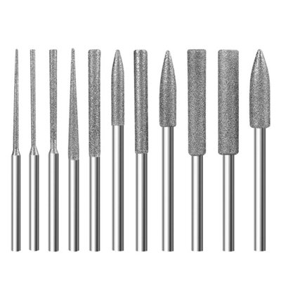 11Pcs Diamond Burr Bit Set Polishing Carving Grinding For Dremel Rotary Tools from B&Q
