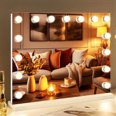 Hollywood Vanity Mirror With Lights Dimmable Led Makeup Mirror 80X60Cm from B&Q