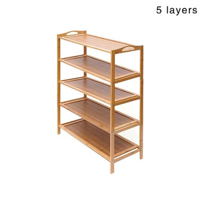 5 Tier Wooden Shoe Rack Tall Storage Shelf Cabinet Footwear Stand Organiser from B&Q