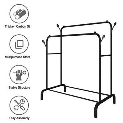  - Double Clothes Rail Hanging Rack Garment Display Stand & Shoes Storage