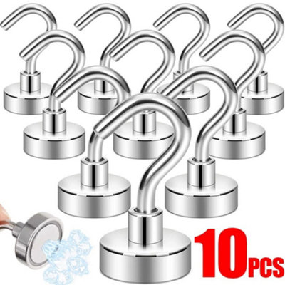 10Pcs Silver Heavy-Duty Neodymium Strong Magnetic Hooks For Kitchen from B&Q